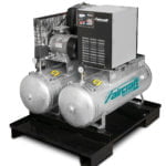 Stationärer Kolbenkompressor mit 2x 100 Liter-Druckluftbehältern und KältetrocknerAIRPROFI DUO 703/2x100/10 K