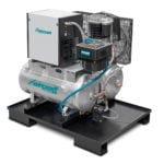 Stationärer Kolbenkompressor mit 2x 75 Liter-Druckluftbehältern und KältetrocknerAIRPROFI DUO 703/2x75/13 K