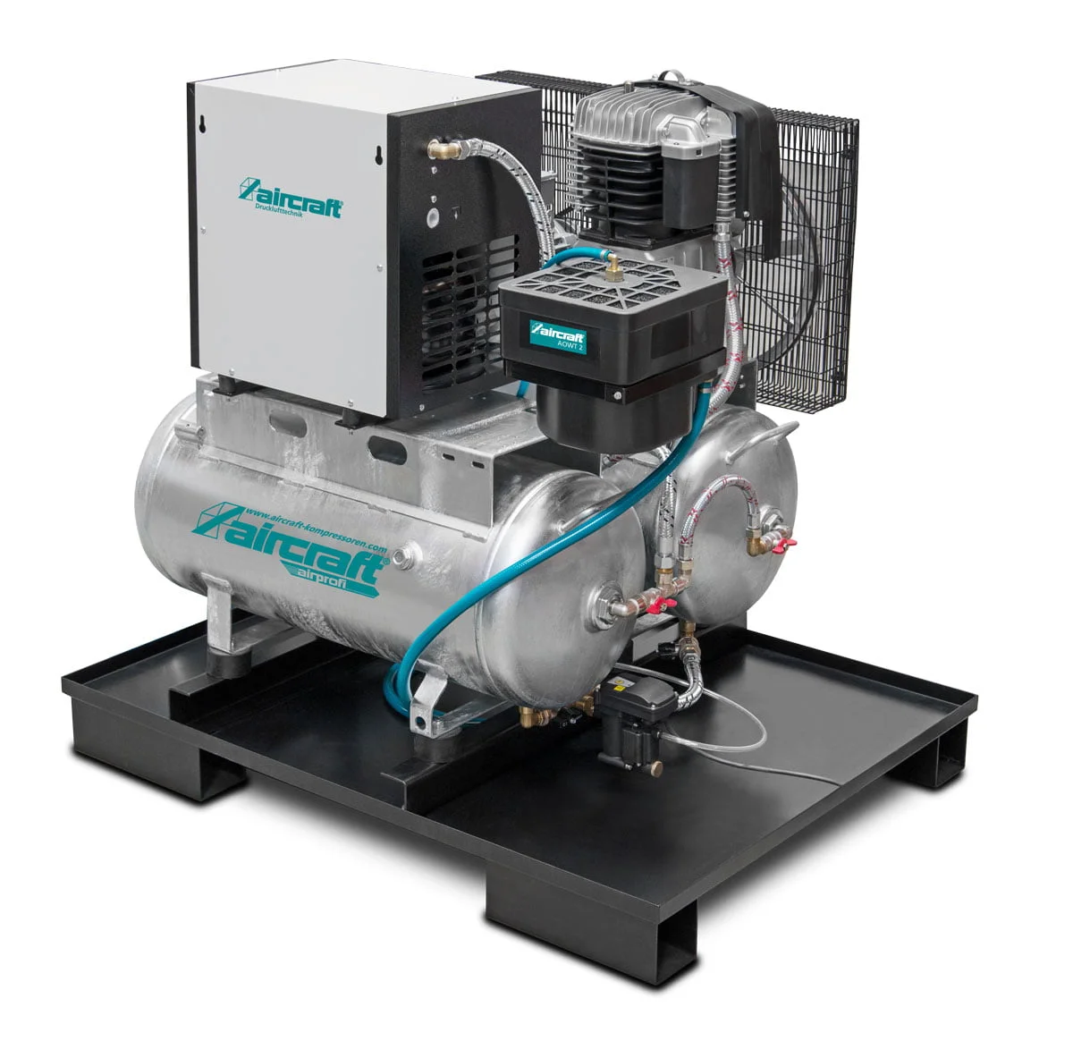 2023187_01_080914_web_02 Stationärer Kolbenkompressor mit 2x 75 Liter-Druckluftbehältern und KältetrocknerAIRPROFI DUO 703/2x75/13 K – Bild 1
