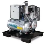 Stationärer Kolbenkompressor mit 2x 75 Liter-Druckluftbehältern, Kältetrockner, Feinfilter, Kondensatableiter- und aufbereiterAIRPROFI DUO 703/2x75/13 KK