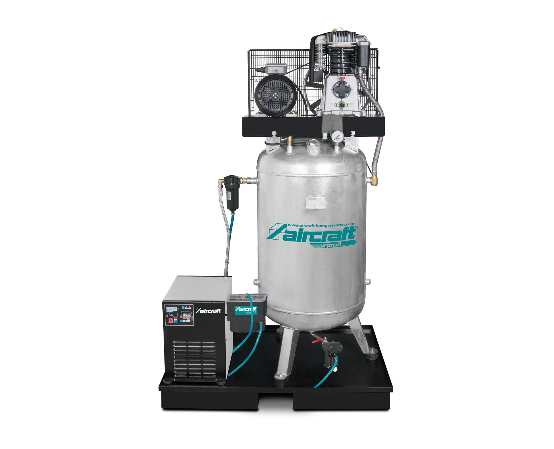 2024752KK_H_web Stationärer Kolben-Kompressor (15 bar) mit Kältetrockner, Feinfilter, Kondensataufbereiter zur Öl-Wasser-Trennung und automatischem KondensatableiterAIRPROFI 703/270/15 VKK – Bild 1