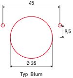 Bernardo Bohrkopf 45/9,5 für Scharnier Typ Blum, mit Aufnahme für Bohrmaschinen -4