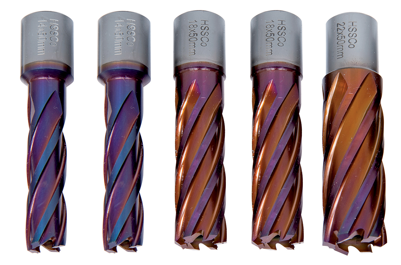 41-11052_1.jpg Bernardo HSSCO5-Kernbohrer CDL, nACO-beschichtet, 14/18/22 mm, Bohrtiefe 50 mm, 5 tlg. -1