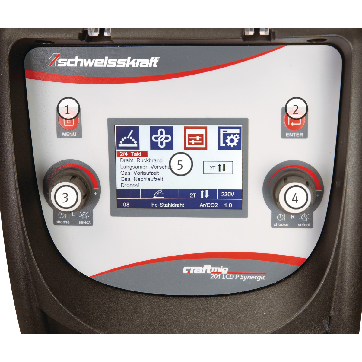 Schweisskraft Impuls-Schutzgasschweißgerät CRAFT-MIG 201 LCD P Synergic – Bild 3