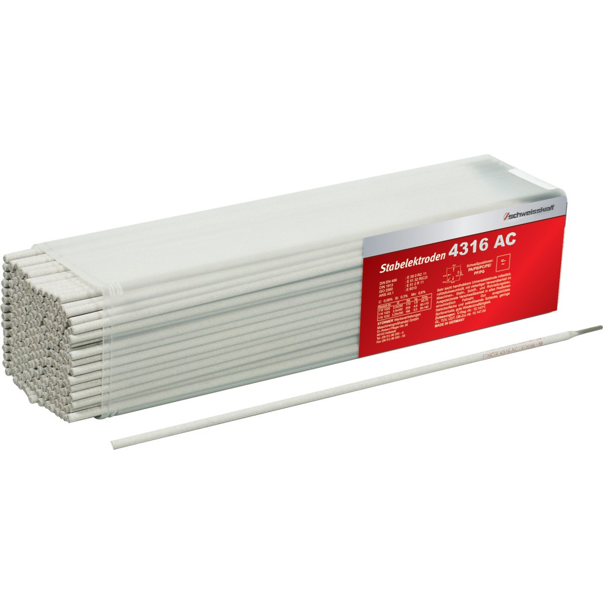 Schweisskraft Stabelektrode 4316 AC 2,5 x 300 mm, 234 Stück -1 Schweisskraft Stabelektrode 4316 AC 2,5 x 300 mm, 234 Stück -1