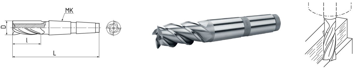 Elmag HSS Co5-Schaftfräser mit Morsekegel DIN 845 -3 Elmag HSS Co5-Schaftfräser mit Morsekegel DIN 845 -3