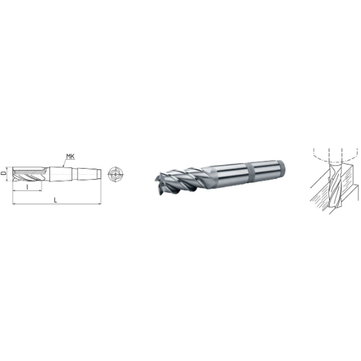 Elmag HSS Co5-Schaftfräser mit Morsekegel DIN 845 -1