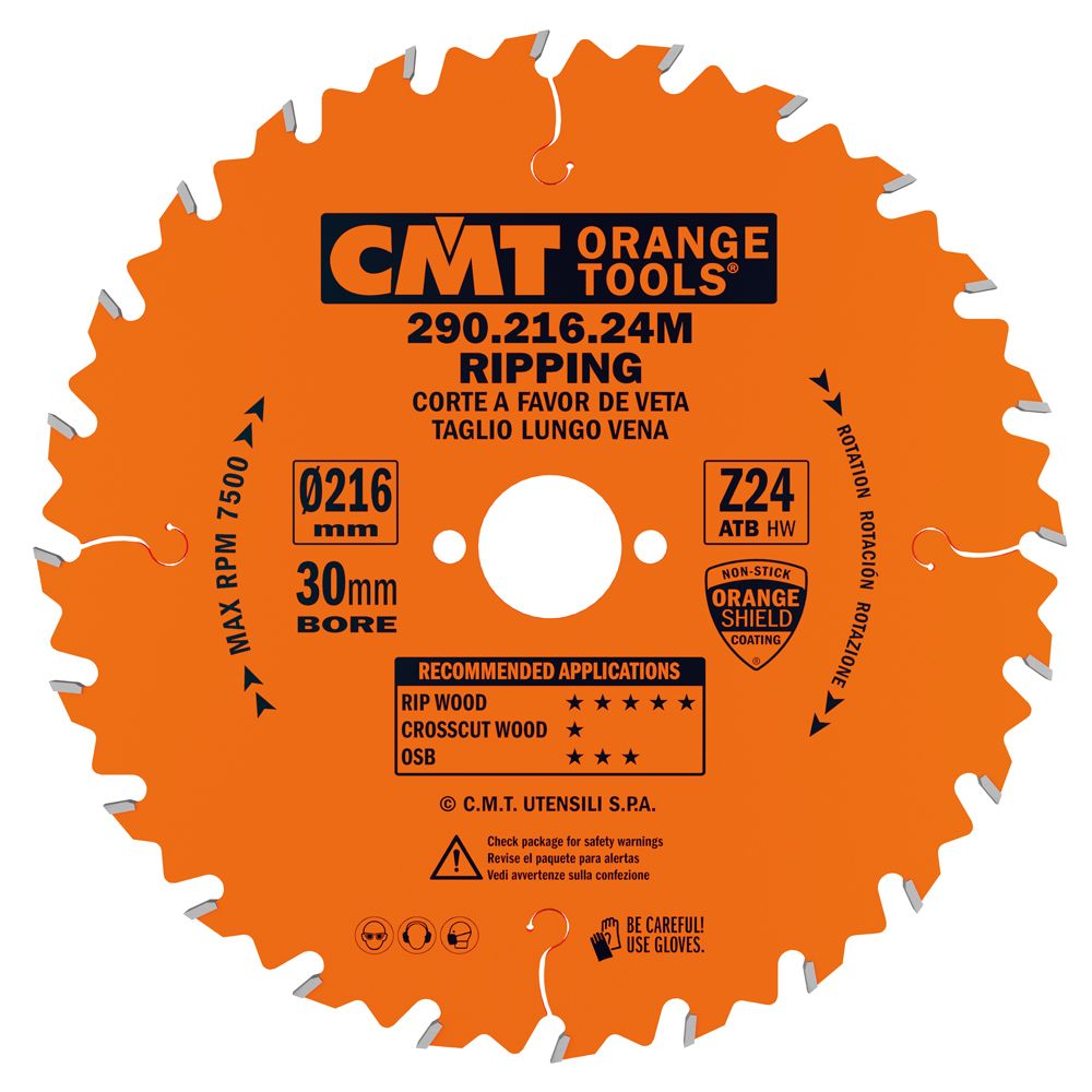 CMT Orange Sägeblatt für Längsschnitte - D220x30 Z24 HW-1 CMT Orange Sägeblatt für Längsschnitte - D220x30 Z24 HW -1