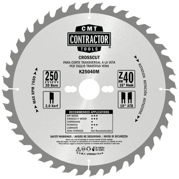 CMT Contractor Kreissägeblätter, Masterpack - D190x2,2 d30 Z24 HW, 10 St. -1