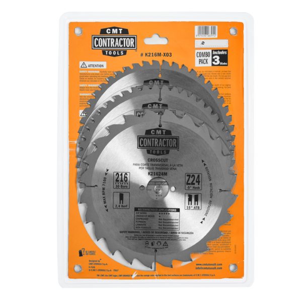 CMT Contractor Kreissägeblätter in Combo-pack - D216x2,4 d30 Z24+Z48 HW, 3 st. -1