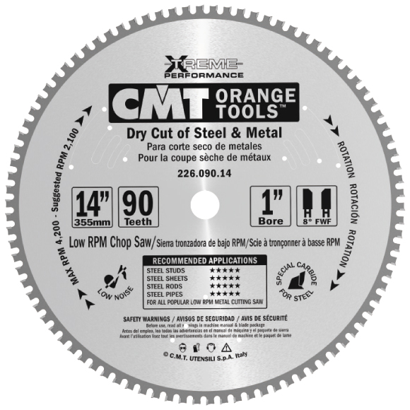 CMT XTreme Industrielle Kreissägeblätter für Edelstahl - D355x2,2 d25,4 Z90 HW -1