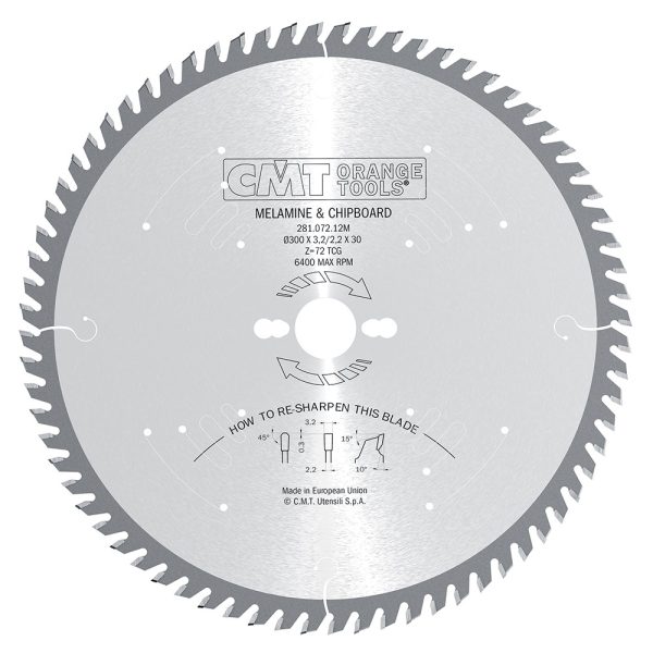 CMT XTreme Kreissägeblätter für Laminat und Spanholz, negativer Spanwinkel - D300x3,2 d30 Z72 HW -1
