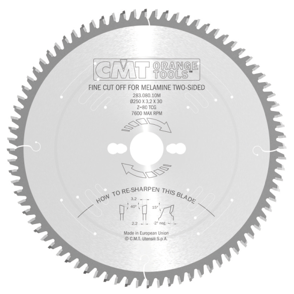 CMT Industrielle C283 Kreissägeblätter für Melamin und Laminat - D220x3,2 d30 Z64 HW -1