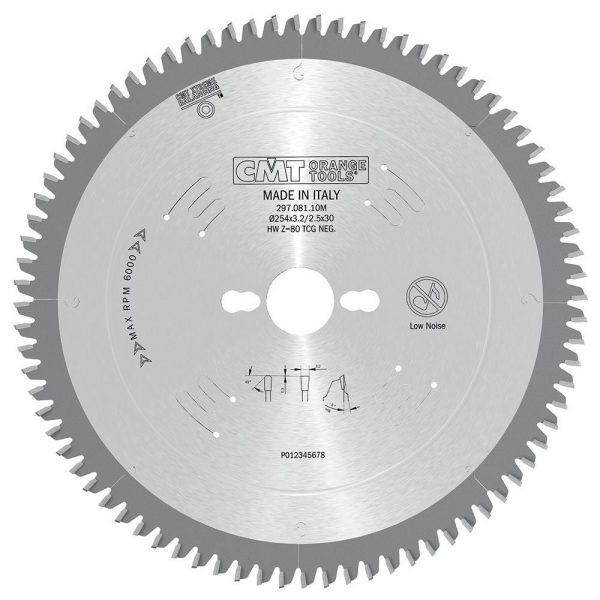 CMT Orange Industrial Kreissägeblatt für Kunststoff, NE-Metalle und Laminat - D250x3,2 d30 Z80 HW Low Noise -1