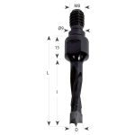 CMT Dübelbohrer S=M8, 9x4 HW - D12x30 LB45 RH -2