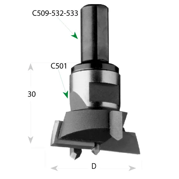 CMT C501 Wechselbohrer mit Gewindeschaft - D55 L30 HW R -2