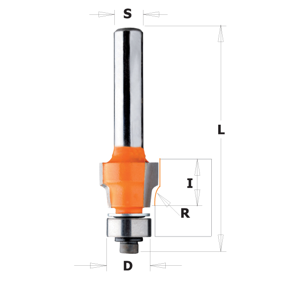 CMT C907 Bündigfräser für Laminat - R0,4 D12,7x9,5 S=8 HW-1 CMT C907 Bündigfräser für Laminat - R0,4 D12,7x9,5 S=8 HW -1