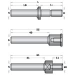 CMT C924 Aufnahmedorne für Schlitzfräser 822 - S=12, D=M12, L1=39,5 -1