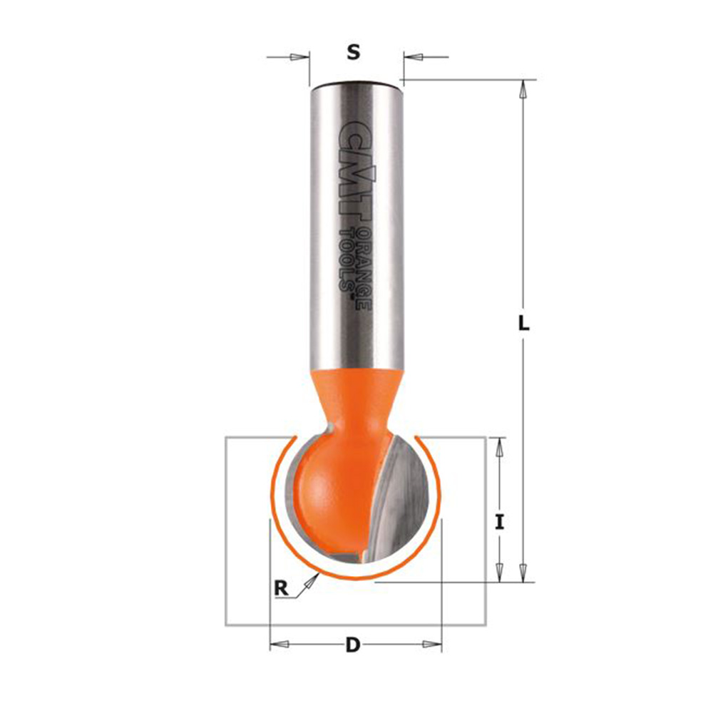 CMT C968 Kugelfräser - R9,52 D19,05x17,4 L63,5 S=8-1 CMT C968 Kugelfräser - R9,52 D19,05x17,4 L63,5 S=8 -1