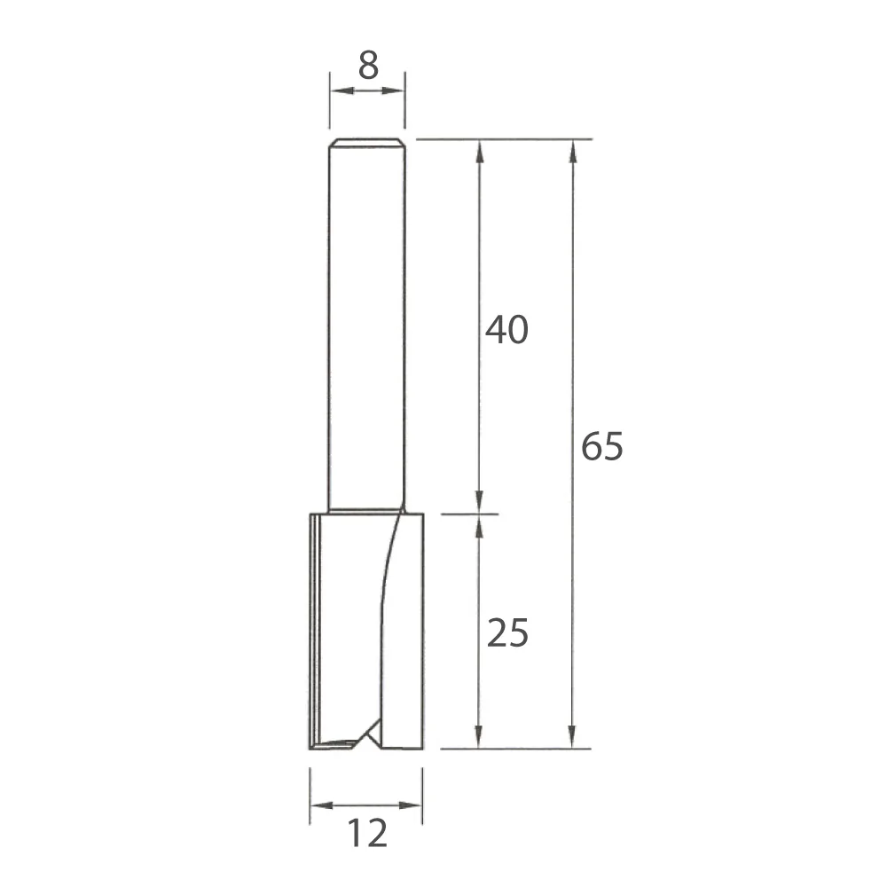 M100 Nutfräser - D12x25 L65 S=8 HW -6