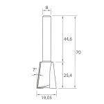 M118 Zinkenfräser - 7° D19,05x25,4 L70 S=8 HW -6