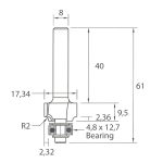 M138 Abrundfräser - R2 D17,34x9,5 L61 S=8 HW -6