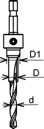 M394 Bohrer für Verbindungsschrauben - d3,5 D=5 D1=7 -7
