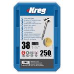 Kreg Verzinkt Maxi-Loc Pocket-Hole Schrauben - 38 mm, grobgewinde, 250 Stück -1