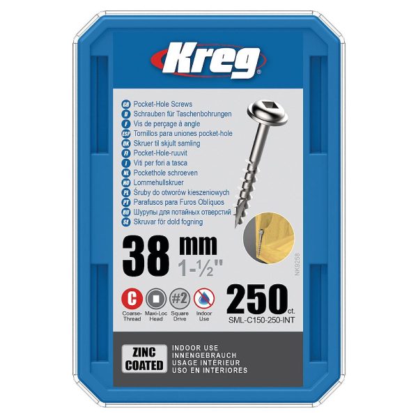 Kreg Verzinkt Maxi-Loc Pocket-Hole Schrauben - 38 mm, grobgewinde, 250 Stück -1