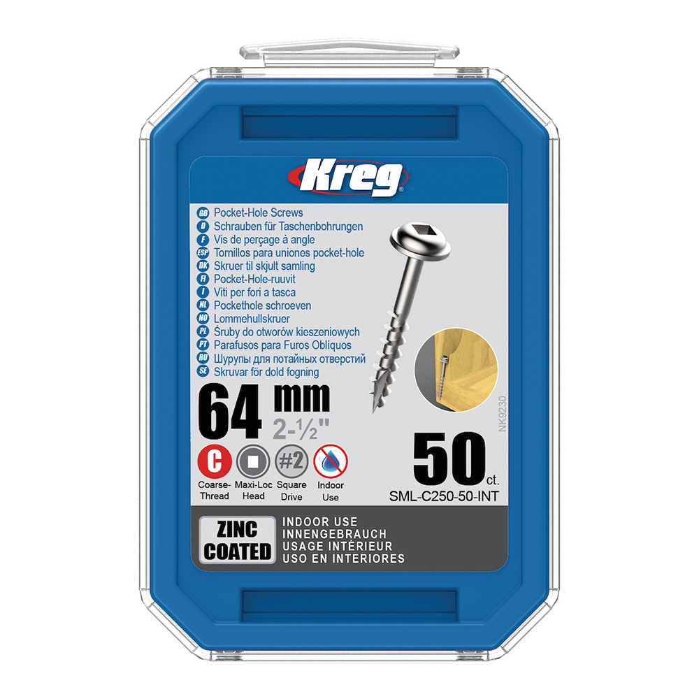 Kreg Verzinkt Maxi-Loc Pocket-Hole Schrauben - 64 mm, grobgewinde, 50 Stück-1 Kreg Verzinkt Maxi-Loc Pocket-Hole Schrauben - 64 mm, grobgewinde, 50 Stück -1