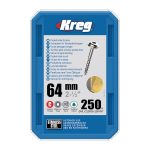 Kreg Edelstahl Maxi-Loc Pocket-Hole Schrauben - 64 mm, grobgewinde, 250 Stück -1