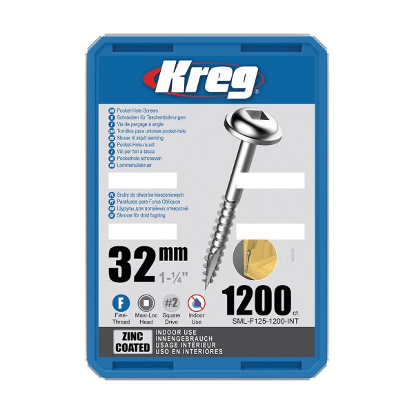 Kreg Verzinkt Maxi-Loc Pocket-Hole Schrauben - 32 mm, feingewinde, 1200 Stück -1