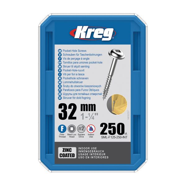 Kreg Verzinkt Maxi-Loc Pocket-Hole Schrauben - 32 mm, feingewinde, 250 Stück -1