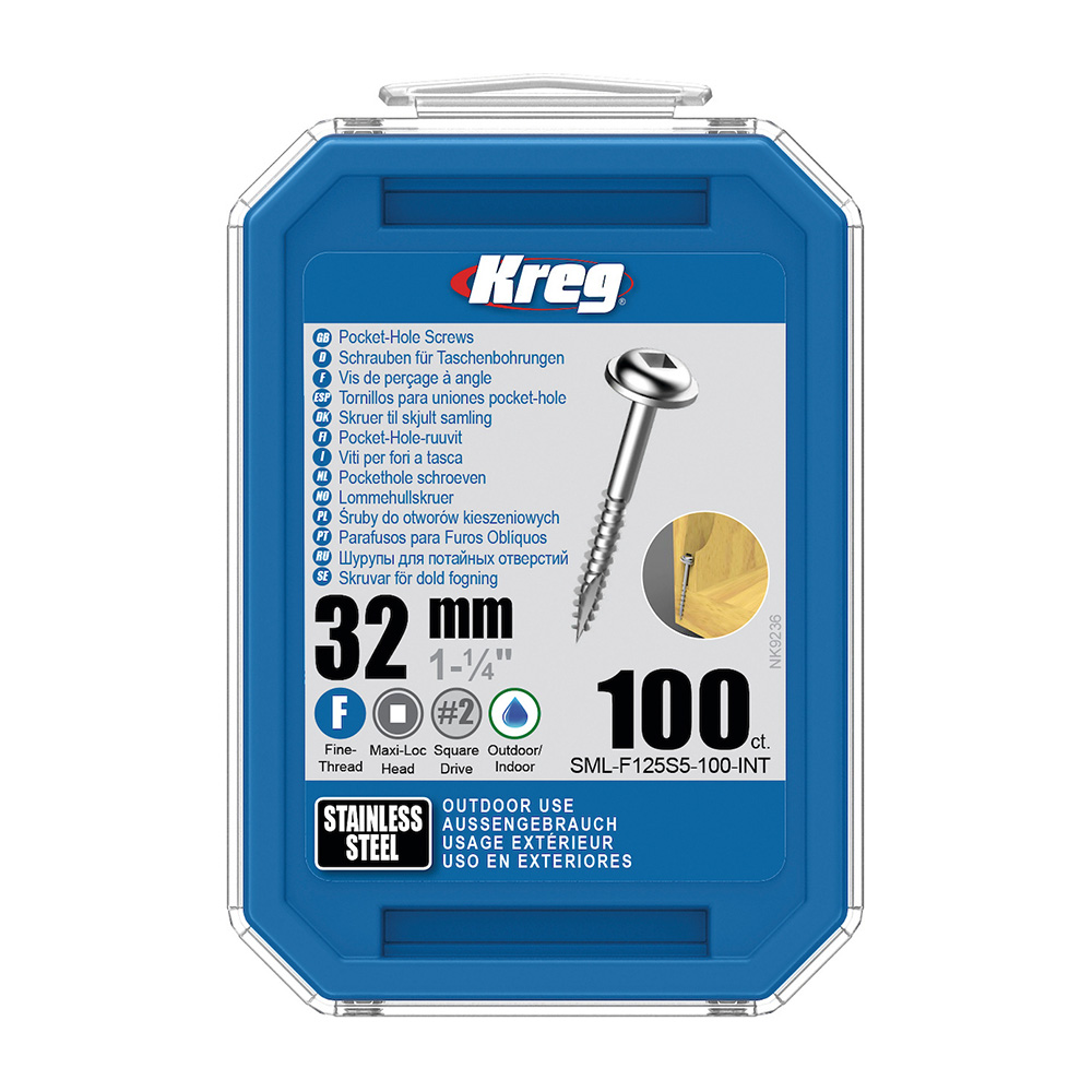 Kreg Edelstahl Maxi-Loc Pocket-Hole Schrauben - 32 mm, feingewinde, 100 Stück-1 Kreg Edelstahl Maxi-Loc Pocket-Hole Schrauben - 32 mm, feingewinde, 100 Stück -1
