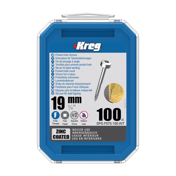 Kreg Verzinkt Flachkopf Pocket-Hole Schrauben - 19 mm, feingewinde, 100 Stück -1