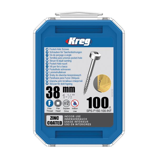 Kreg Verzinkt Flachkopf Pocket-Hole Schrauben - 38 mm, feingewinde, 100 Stück -1