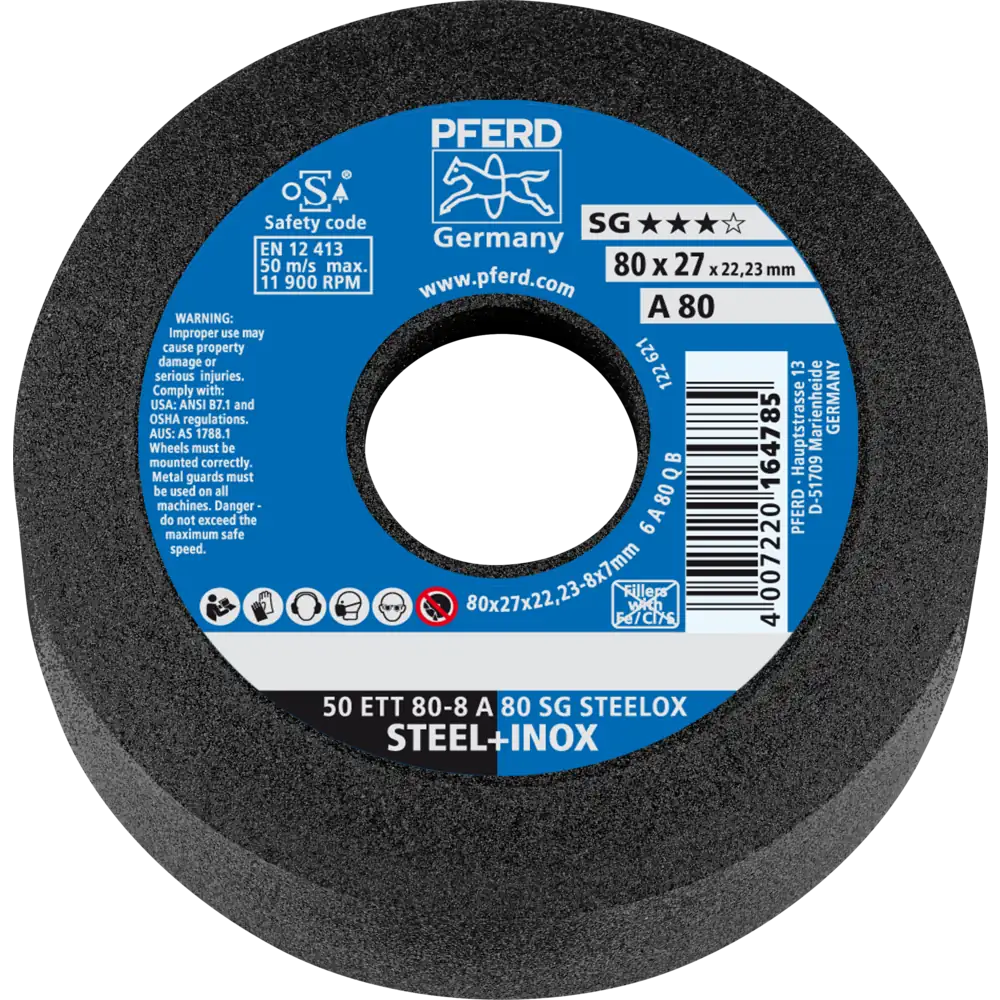 Pferd Tools PFERD TOOLS Schleiftopf ETT 80x8x22,23 mm A80 Leistungslinie SG STEELOX für Stahl/Edelstahl-1 Product picture Primär-Darstellung