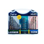 Alpen Drill Bohr-Schraubset KIT 22 22-tlg., Metall, Stein, 9 Bits sortiert, Bitshalter, Körner, SET KIT