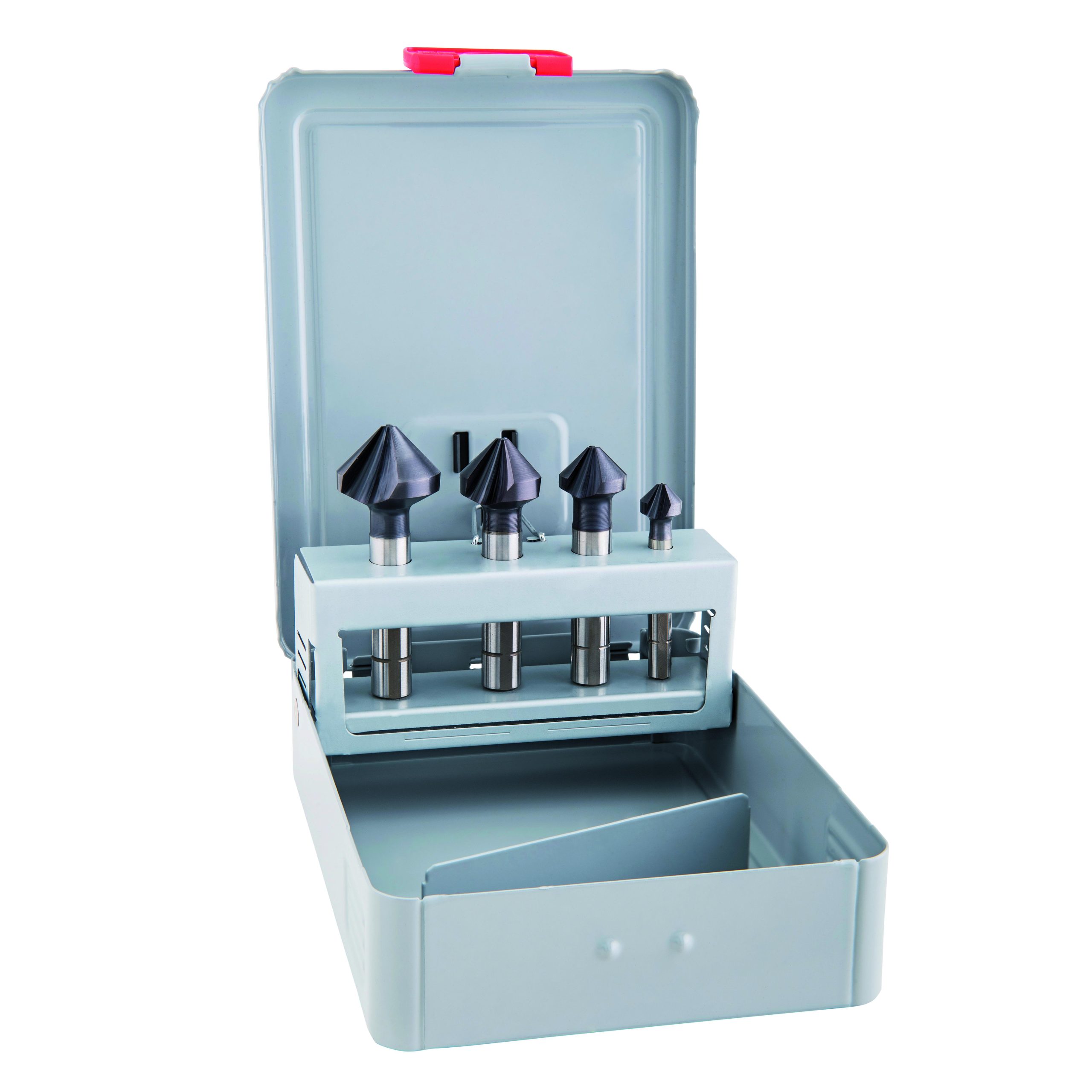 Alpen Maykestag HSS-Co Kegelsenker, 3-Flächenschaft, ungleiche Teilung, DIN 335 C, 90°, ALUNIT HSS Cobalt Kegelsenker-Satz – Bild 1