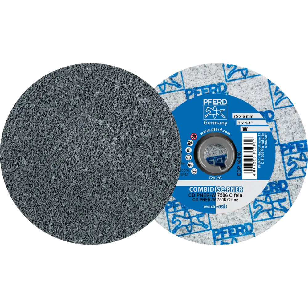 Pferd Tools PFERD TOOLS COMBIDISC verpresste Vliesronde CD PNER Ø 75 mm Weich SIC Fein für Finish-1 Product picture Primär-Darstellung