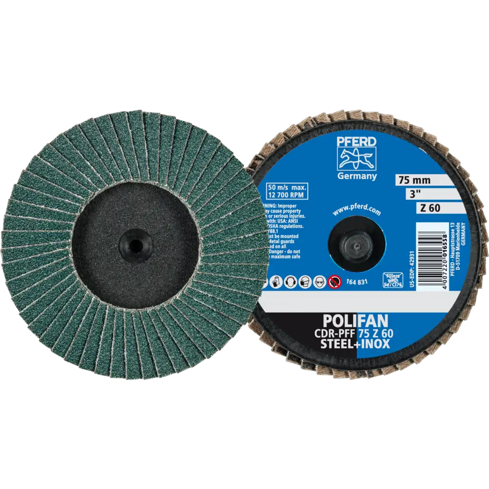 Pferd Tools PFERD TOOLS COMBIDISC Zirkon Mini-POLIFAN CDR Ø 75 mm Z60 für gehärteten Stahl-1 Product picture Primär-Darstellung