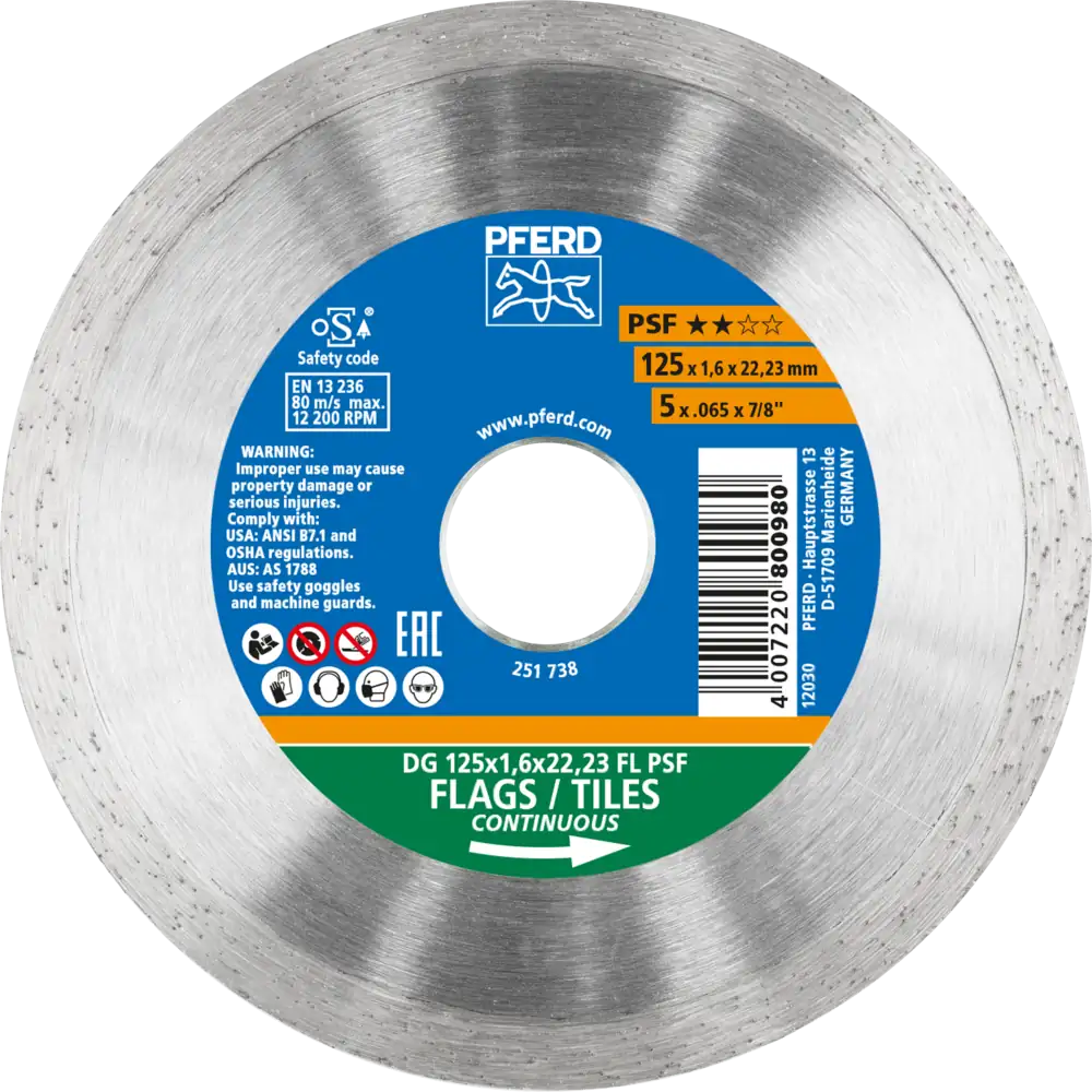 Pferd Tools PFERD TOOLS Diamant-Trennscheibe DG FL 125x1,6x22,23 mm PSF z. Trennen v. Fliesen, hohe Schnittqualität-1 Product picture Primär-Darstellung