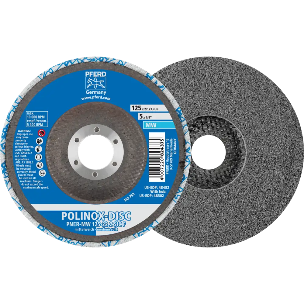 Pferd Tools PFERD TOOLS POLINOX verpresste Vlies-Disc PNER Ø 125 mm Bohrung-Ø 22,23 mm Mittelweich SIC Fein für Finish-1 Product picture Primär-Darstellung