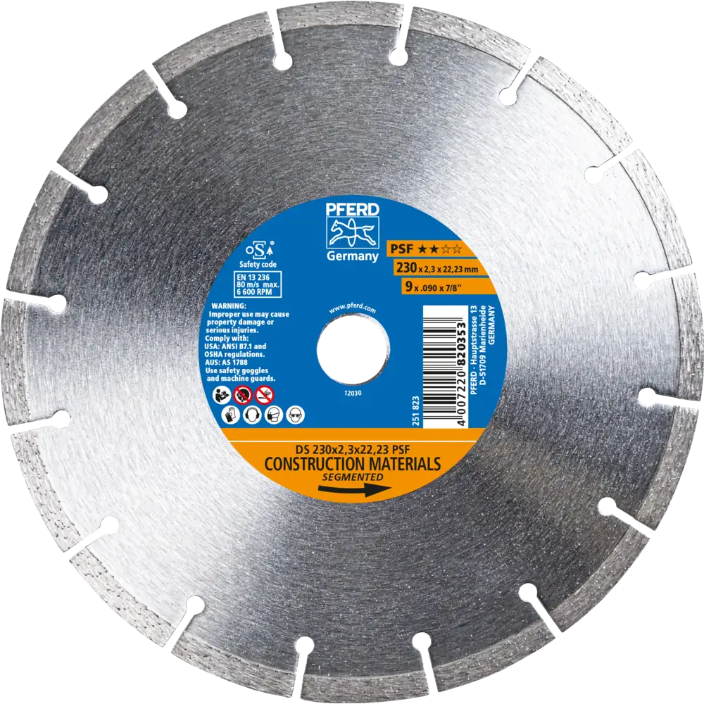 Pferd Tools PFERD TOOLS Diamant-Trennscheibe DS 230x2,3x22,23 mm PSF für schnelles Trennen von Stein und Beton-1 Product picture Primär-Darstellung
