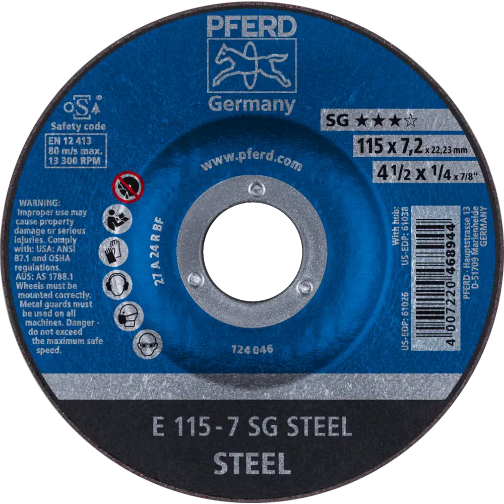 Pferd Tools PFERD TOOLS Schruppscheibe E 115x7,2x22,23 mm Leistungslinie SG STEEL für Stahl-1 Product picture Primär-Darstellung