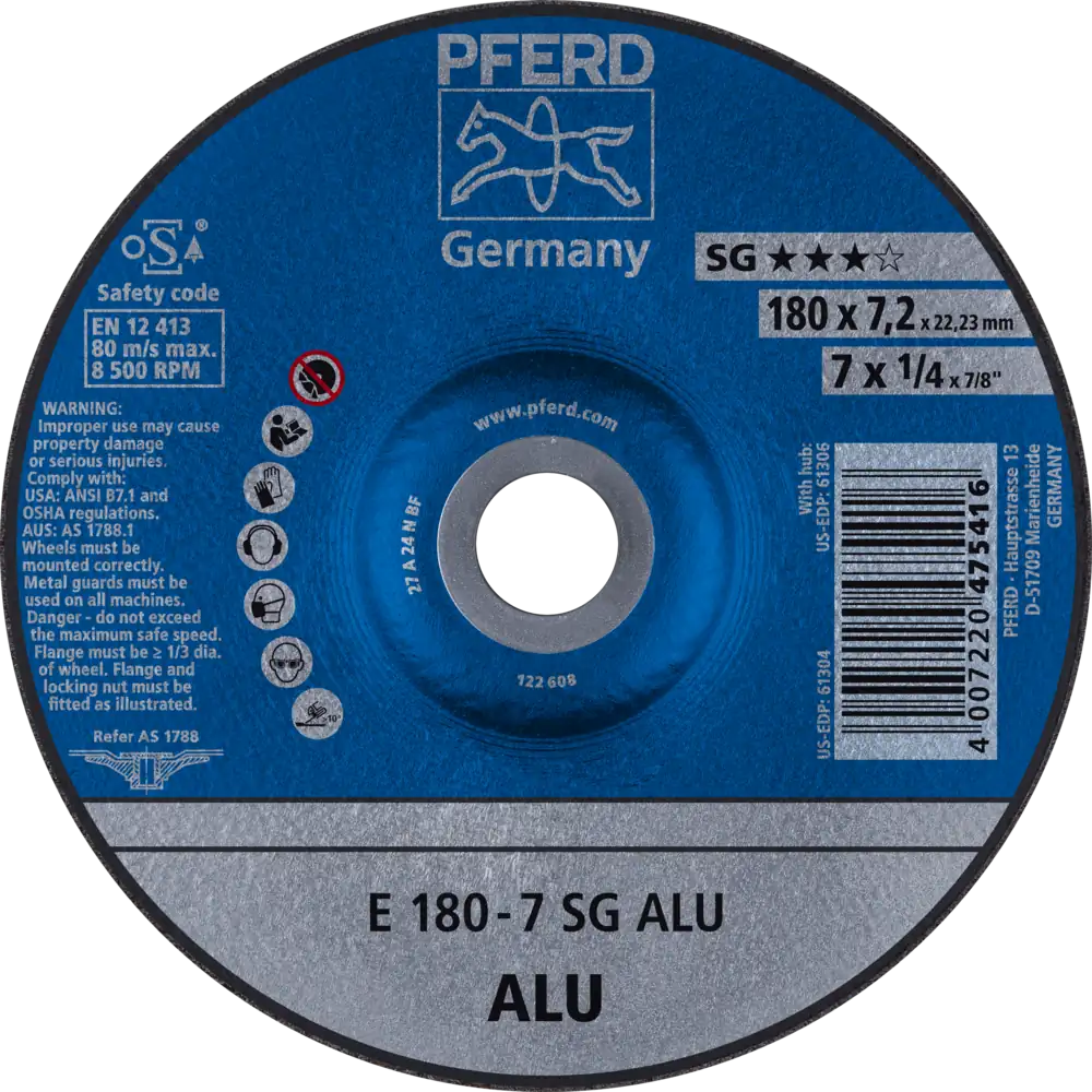Pferd Tools PFERD TOOLS Schruppscheibe E 180x7,2x22,23 mm Leistungslinie SG ALU für Alu-1 Product picture Primär-Darstellung