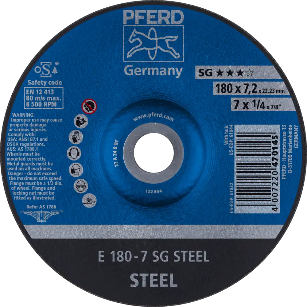 Pferd Tools PFERD TOOLS Schruppscheibe E 180x7,2x22,23 mm Leistungslinie SG STEEL für Stahl-1 Product picture Primär-Darstellung