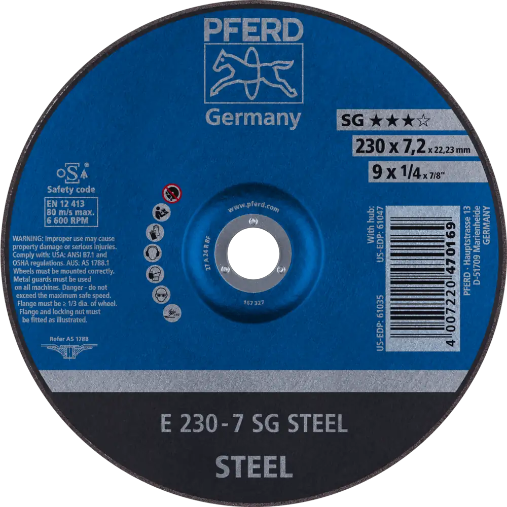 Pferd Tools PFERD TOOLS Schruppscheibe E 230x7,2x22,23 mm Leistungslinie SG STEEL für Stahl-1 Product picture Primär-Darstellung