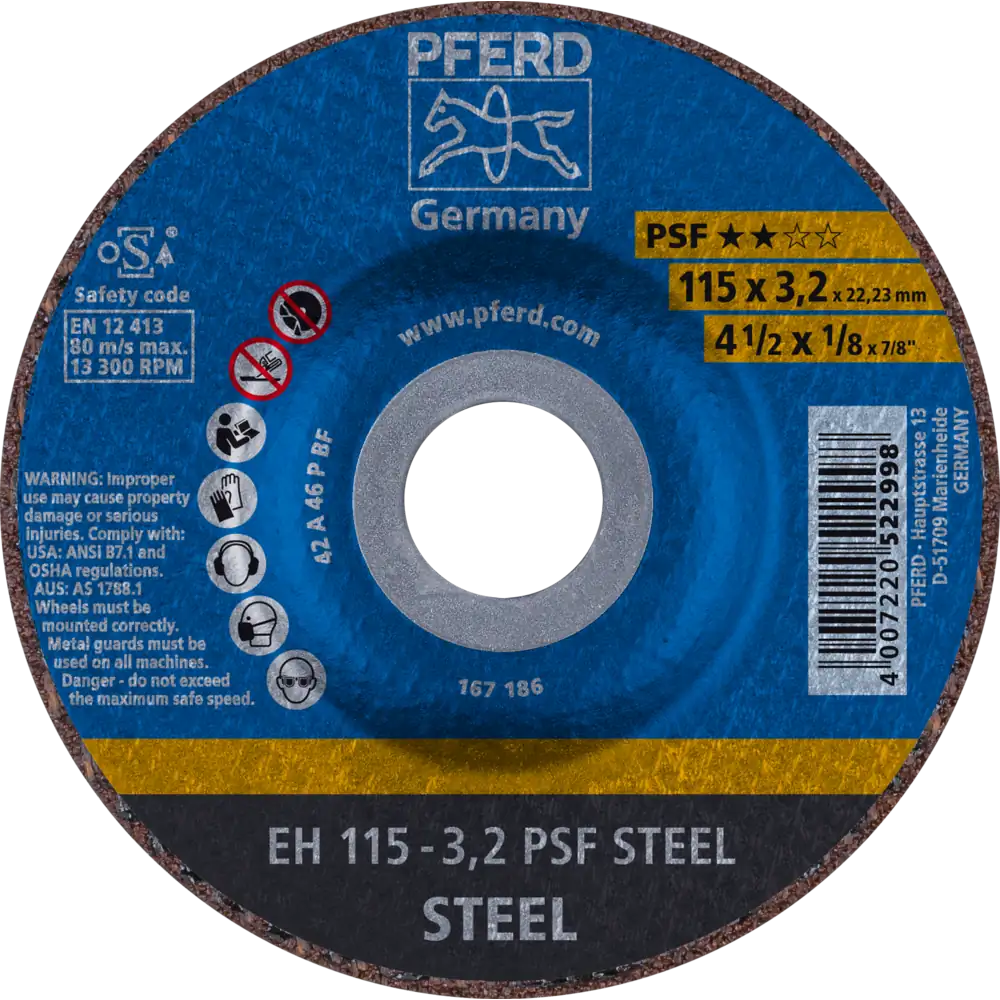 Pferd Tools PFERD TOOLS Trennscheibe EH 115x3,2x22,23 mm gekröpft Universallinie PSF STEEL für Stahl-1 Product picture Primär-Darstellung