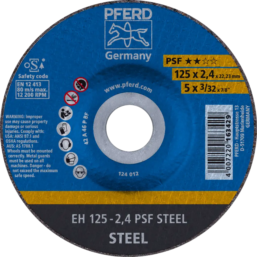 Pferd Tools PFERD TOOLS Trennscheibe EH 125x2,4x22,23 mm gekröpft Universallinie PSF STEEL für Stahl-1 Product picture Primär-Darstellung